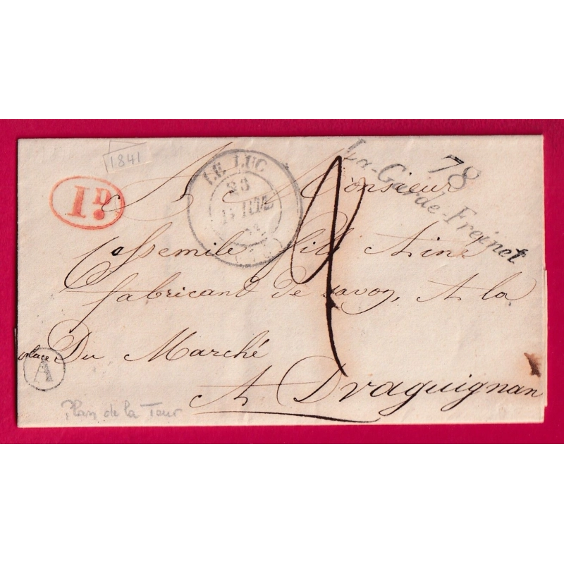 CURSIVE 78 LA GARDE FREINET CAD TYPE 14 LE LUC BOITE RURALE A PLAN DE LA TOUR DECIME RURALE POUR DRAGUIGNAN LETTRE COVER