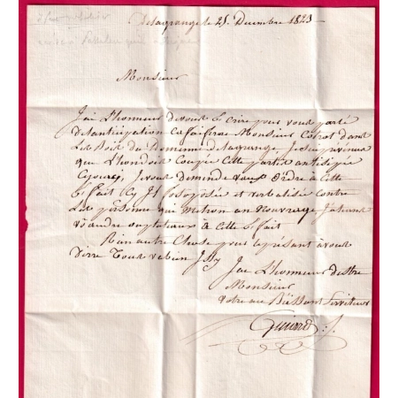 DOUBLE CURSIVE 72 VIEUSAINT CORBEIL SEINE ET OISE 1825 INDICE 18 POUR PARIS LETTRE COVER