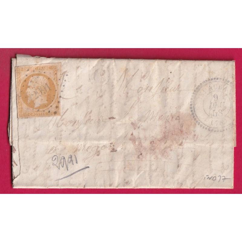 N°13 PC 2991 ST AUBAN VAR ALPES MARITIMES 1858 INDICE 17 CAD TYPE 22  LETTRE COVER