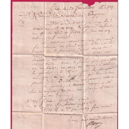 MARQUE ESSAI  FEVRIER 1828 TOULON VAR POUR DRAGUIGNAN INDICE 23 LETTRE COVER