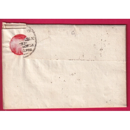 MARQUE CONQUIS 106 ALEXANDRIE FRANCHISE TRESOR IMPERIAL DPT AU DELA DES ALPES POUR PLAISANCE ITALIA 1813 LETTRE