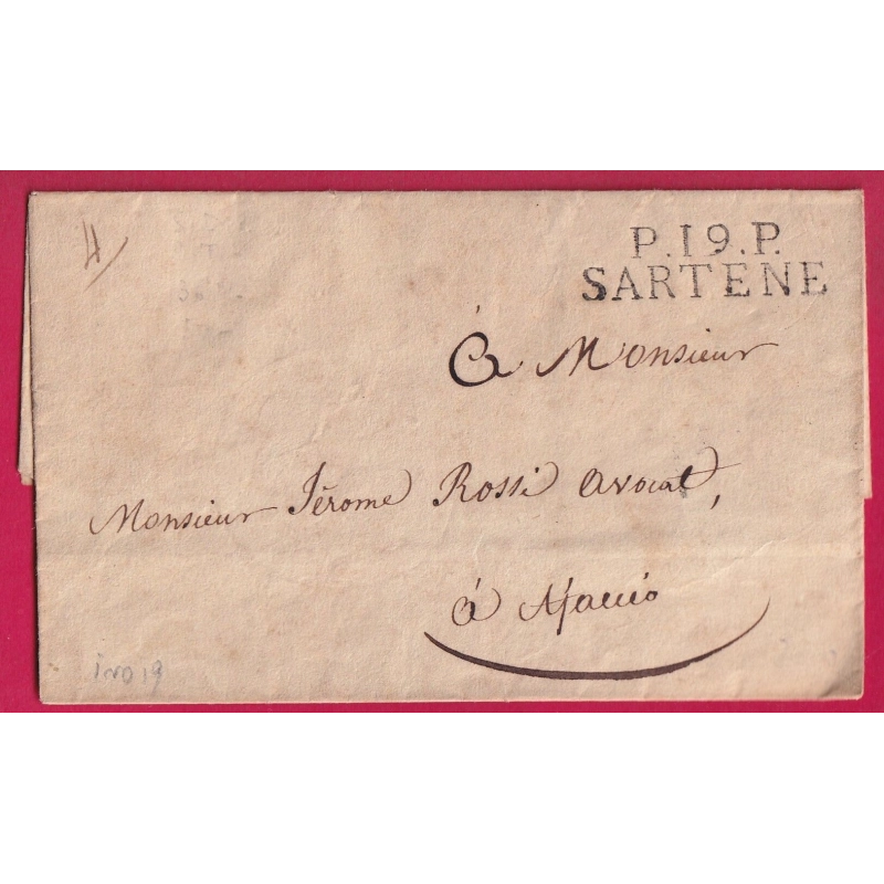 MARQUE P19P SARTENE CORSE POUR AJACCIO INDICE 19 LETTRE COVER