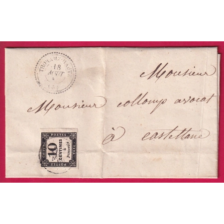 TAXE N°2 CD T15 CASTELLANE + TYPE 22 THORAME  BASSES ALPES POUR CASTELLANE LETTRE COVER