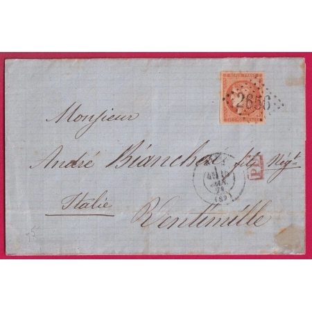 N°48 TB GC 2656 NICE ALPES MARITIMES POUR VENTIMILLE ITALIE ITALIA LETTRE COVER