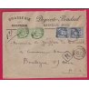 N°101 + 90 PAIRES CAD MERVILLE NORD RECOMMANDE POUR BOULOGNE SUR MER PAS DE CALAIS LETTRE COVER