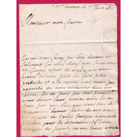 LETTRE DE ST LAURENT DU VAR 1677 POUR PIGNANS VAR ALPES MARITIMES LETTRE COVER