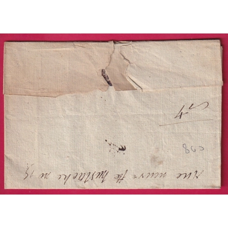 MARQUE FRANCHE DE DOURDAN PP SEINE ET OISE 1785 LENAIN N°4 INDICE 19 POUR PARIS  LETTRE COVER
