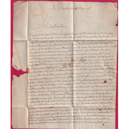 MARQUE FRANCHE DE DOURDAN PP SEINE ET OISE 1785 LENAIN N°4 INDICE 19 POUR PARIS  LETTRE COVER