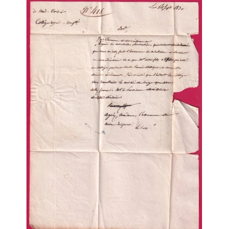 MARQUE P63P BARREGES BASSES PYRENEES 1830 POUR LIMOGES INDICE 19 LETTRE COVER