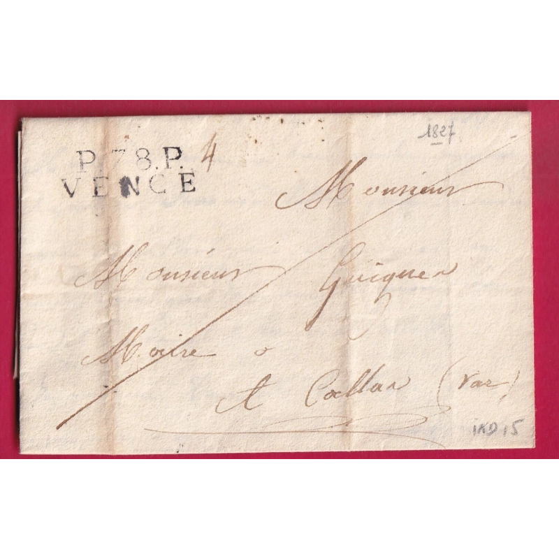 MARQUE P78P VENCE VAR 1827 INDICE 15 POUR CALLAS VAR LETTRE COVER