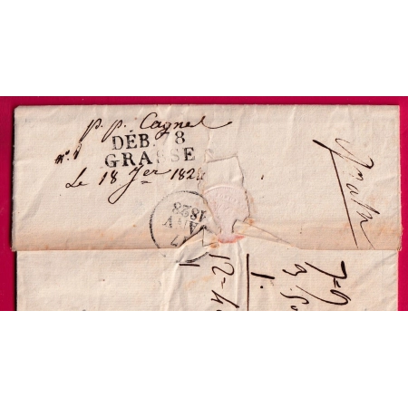 DEBOURSE DEB 78 GRASSE VAR 1828 INDICE 19 DEPART ARRAS PAS DE CALAIS LETTRE COVER