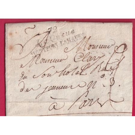 DOUBLE CURSIVE 72 LA QUEUE MONTFORT LAMAURY POUR PARIS 1819 INDICE 21 LETTRE COVER
