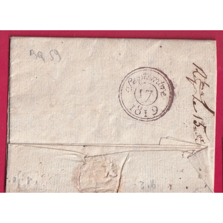DOUBLE CURSIVE 72 LA QUEUE MONTFORT LAMAURY POUR PARIS 1819 INDICE 21 LETTRE COVER