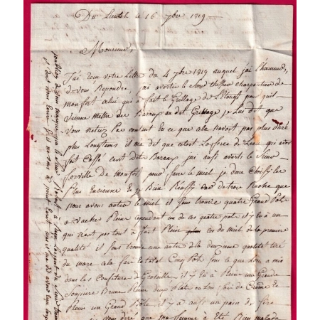 DOUBLE CURSIVE 72 LA QUEUE MONTFORT LAMAURY POUR PARIS 1819 INDICE 21 LETTRE COVER