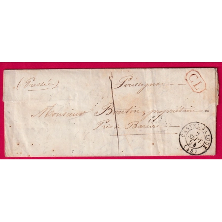 CAD TYPE 15 CASTELJALOUX LOT ET GARONNE CL ROUGE TAXE LOCALE  POUR BAREIRE LETTRE COVER