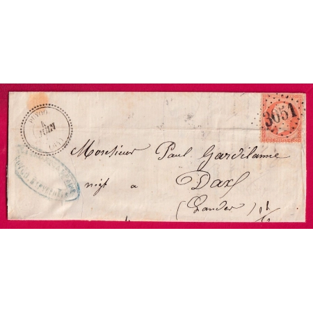 N°23 GC 3051 PUYOO BASSES PYRENEES CAD TYPE 22 POUR DAX LANDES LETTRE COVER