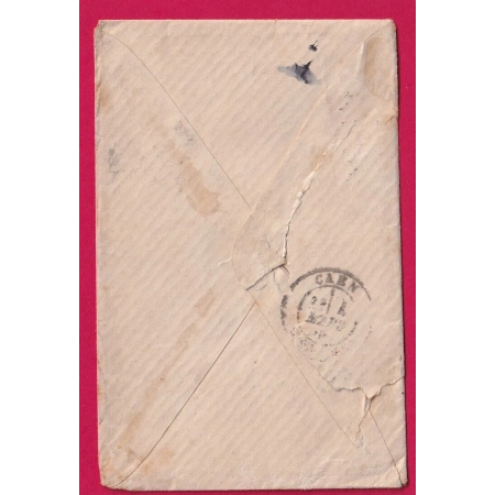 N°.92 CAD JAFFA SYRIE BFE 1884 INDICE 18 POUR CAEN CALVADOS ISRAEL LETTRE COVER