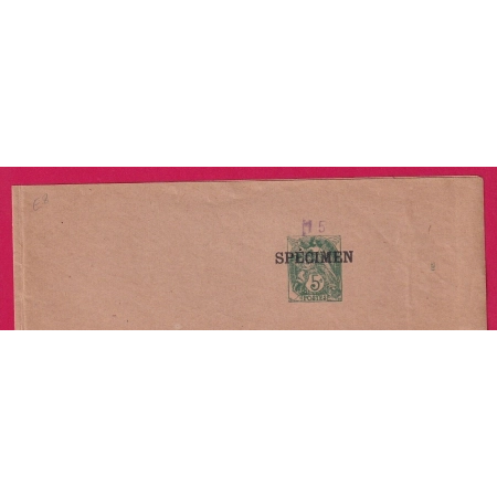 BANDE DE JOURNAL TYPE BLANC 5C VERT SURCHARGE SPECIMEN LETTRE COVER