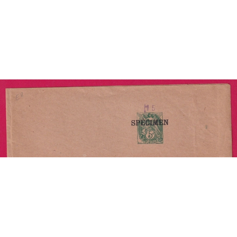 BANDE DE JOURNAL TYPE BLANC 5C VERT SURCHARGE SPECIMEN LETTRE COVER