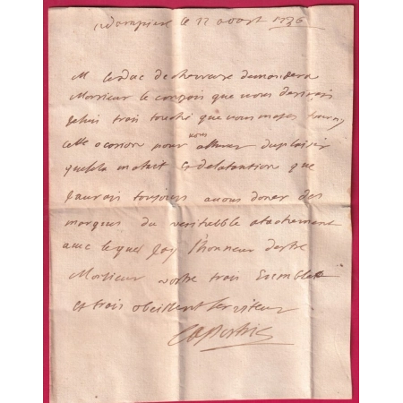 MARQUE MANUSCRIT DE TRAPPES SEINE ET OISE 1736 LENAIN N°1 INDICE 20 POUR CLERMONT AUVERGNE LETTRE COVER