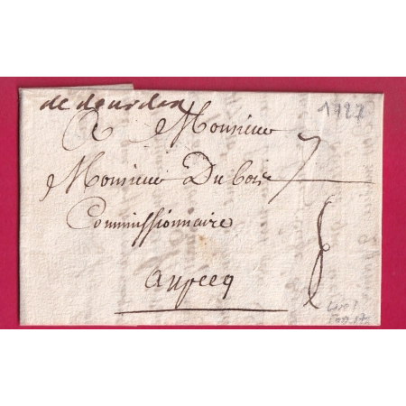 MARQUE MANUSCRIT DE DOURDAN SEINE ET OISE 1727 LENAIN N°1 INDICE 17 POUR LE PUY HAUTE LOIRE LETTRE COVER