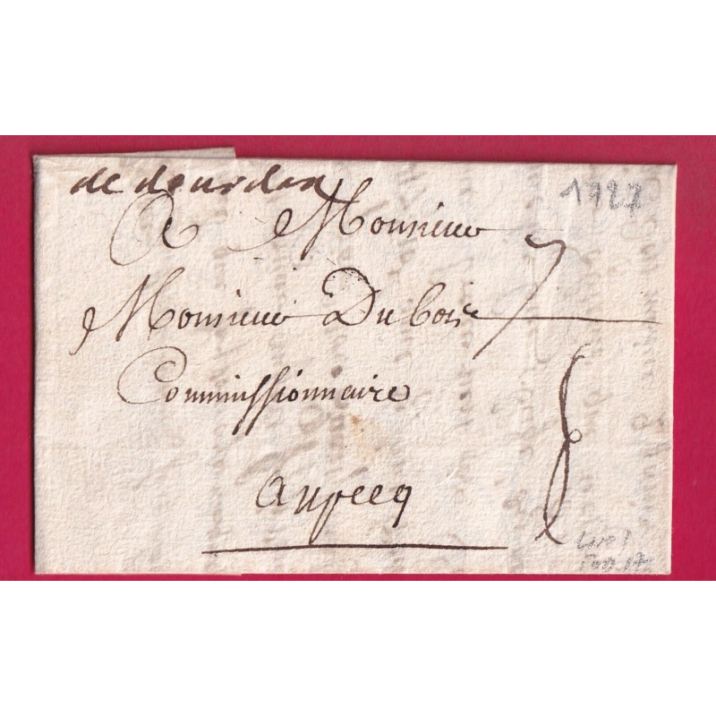 MARQUE MANUSCRIT DE DOURDAN SEINE ET OISE 1727 LENAIN N°1 INDICE 17 POUR LE PUY HAUTE LOIRE LETTRE COVER