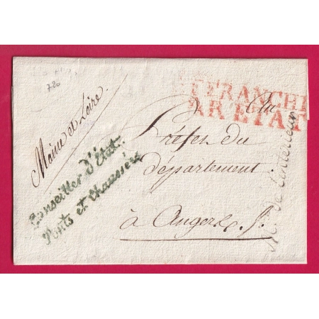 FRANCHISE CONSEILLER ETAT PONT ET CHAUSSEES EN VERT + MINISTRE INTERIEUR LETTRE COVER