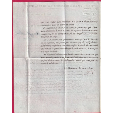 FRANCHISE CONSer ETAT DIRECTEUR DES VIVRES DE LA GUERRE PARIS 1808 IMPRIME LETTRE COVER