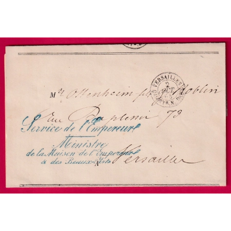 FRANCHISE SERVICE DE L'EMPEREUR MINISTRE MAISON DE L'EMPEREUR ET DES BEAUX ARTS PALAIS DES TUILERIES 1865 VERSAILLES