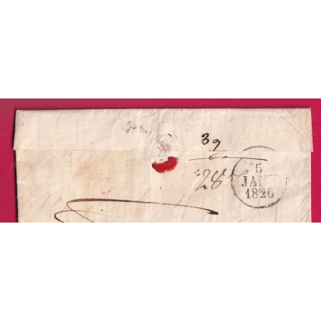 MARQUE P24P PONTARLIER UTILISE EN MARQUE D'ENTREE DEPART PP MORGES SUISSE 1826 POUR RENNES ILLE ET VILLAINE LETTRE COVER