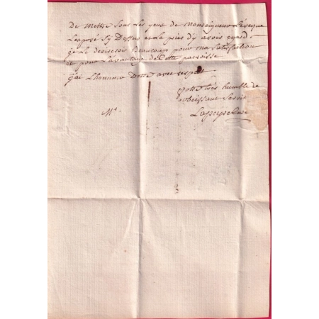 MARQUE P63P CASTELNAU DE MAGNOAC HAUTES PYRENEES 1817 POUR BAYONNE BASSES PYRENEES INDICE 17 38X16.5 LETTRE COVER