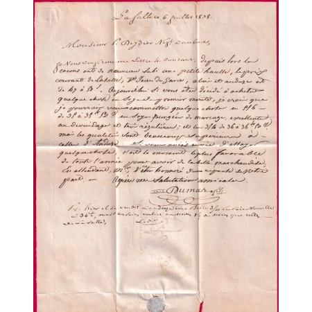 CAD TYPE 13 ST HIPPOLYTE DU FORT GARD BOITE RURALE A LASSALLE + DECIME RURAL POUR AUBENAS ARDECHE 1838 LETTRE COVER