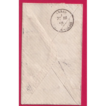 TIMBRE BELGE BINCHE BELGIQUE 1884 TAXE A 40C TYPE DUVAL 30 +10 POUR ARRAS PAS DE CALAIS LETTRE COVER