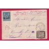 N°90 ST OUEN DES TOITS MAYENNE 1884 TAXE TYPE DUVAL 30C NOIR + TRIANGLE TAXE EN ROUGE TIMBRE AYANT DEJA SERVI LETTRE