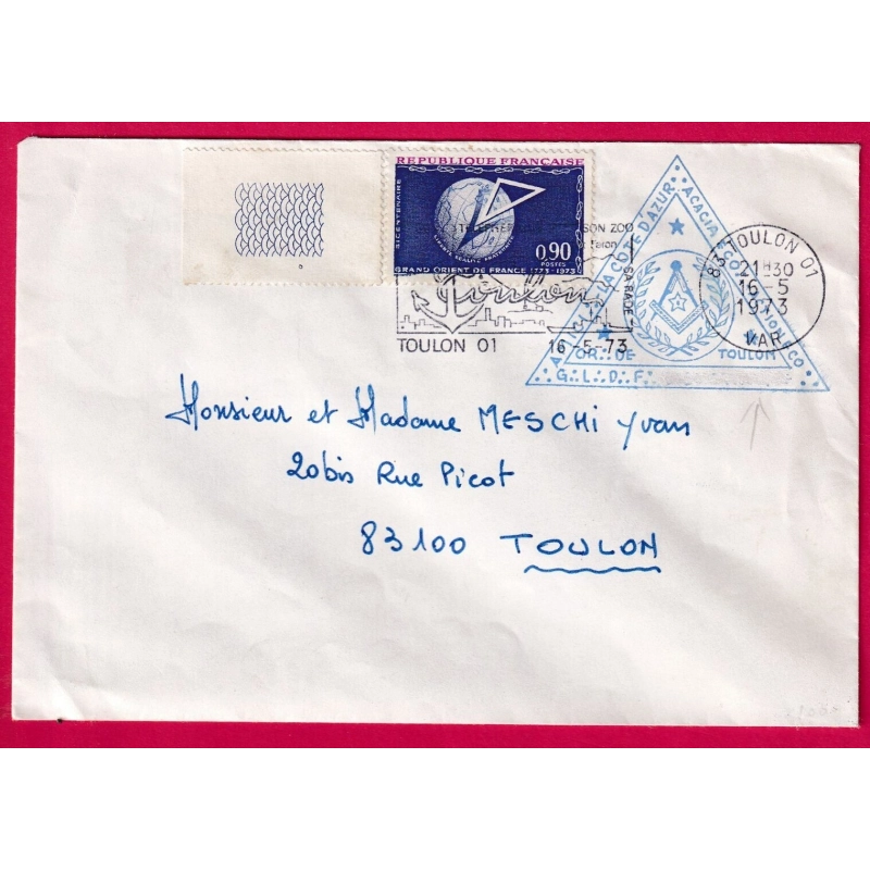 THEME FRANC MACON TOULON VAR 1973 LETTRE