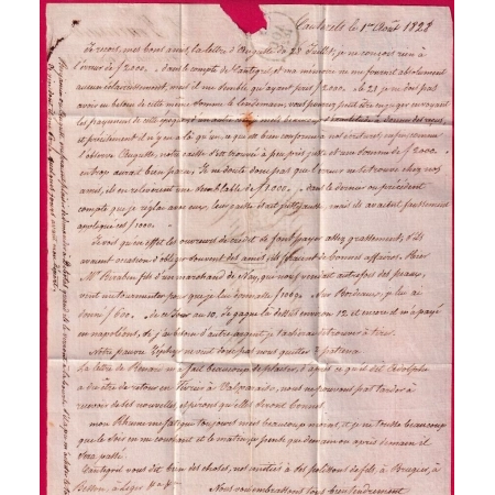 DOUBLE CURSIVE 63 CAUTERETS ARGELLEZ HAUTES PYRENEES POUR BORDEAUX 1828 INDICE 20 LETTRE COVER