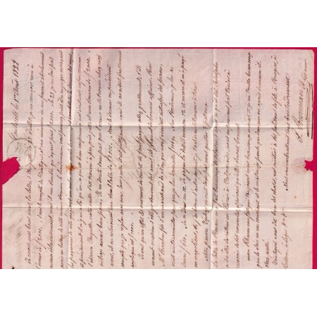 DOUBLE CURSIVE 63 CAUTERETS ARGELLEZ HAUTES PYRENEES POUR BORDEAUX 1828 INDICE 20 LETTRE COVER