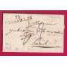 MARQUE 72 VERSAILLES SEINE ET OISE 49X11 1821 INDICE 15 POUR PARIS TAXE MODIFIEE LETTRE REUTILISEE PARIS COVER