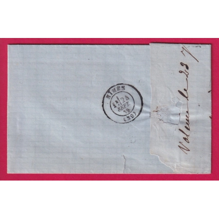 N°28 PAIRE GC 4077 VALENCE SUR RHONE DROME POUR NIMES GARD 1869 LETTRE COVER