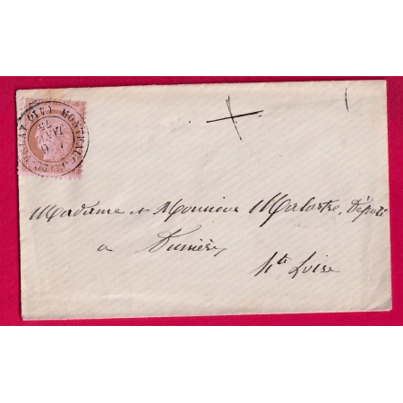 N°58 CAD TYPE 17 MONTFAUCON DU VELAY HAUTE LOIRE 1875 POUR DUNIERES LETTRE COVER