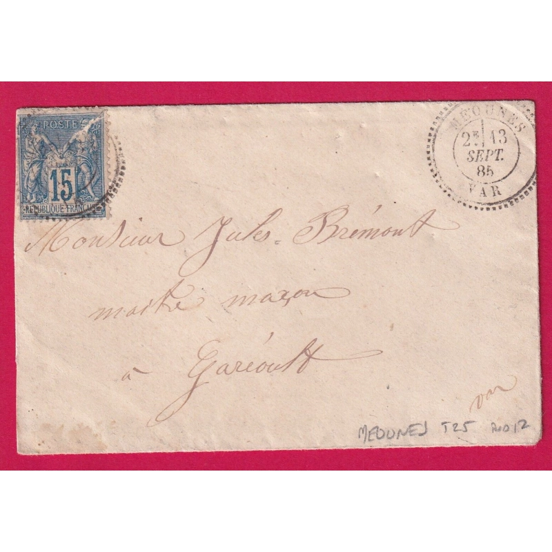 N°90 CAD TYPE 25 MEOUNES VAR INDICE 12 POUR GAREOULT LETTRE COVER