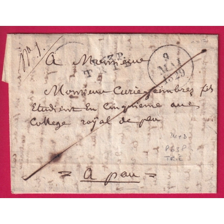 MARQUE P63P TRIE HAUTE PYRENEES INDICE 17 POUR PAU 1829 LETTRE COVER