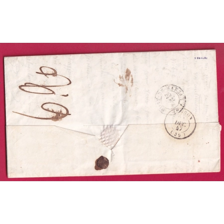 CURSIVE 63 MADIRAN + T15 MAUBOURGUET HAUTES PYRENEES POUR MUGRON LANDES 1847 INDICE 16 LETTRE COVER