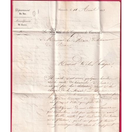 CURSIVE EN ROUGE 78 PIGNANS RARE NON SIGNALE POTHION DECIME RURALE DE CARNOULES TYPE 11 LE LUC POUR BESSE LETTRE COVER