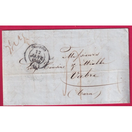 CAD TYPE 14 DU 17 JANVIER 1849 OLORON BASSES PYRENEES POUR VABRE TARN LETTRE COVER