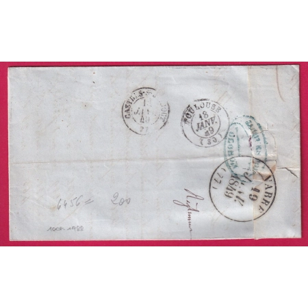 CAD TYPE 14 DU 17 JANVIER 1849 OLORON BASSES PYRENEES POUR VABRE TARN LETTRE COVER
