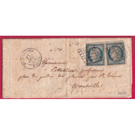 N°4 PAIRE GRILLE MOSTAGANEM ALGERIE POUR MARSEILLE LETTRE COVER