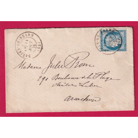 N°60 CAD TYPE 17 SALIES DE BEARN BASSES PYRENEES POUR ARCACHON GIRONDE LETTRE COVER