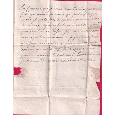 MARQUE MANUSCRIT DE GRAY HAUTE SAONE 1724 1ERE DATE VUE LENAIN N°1 POUR DIJON PUIS LYON LETTRE COVER
