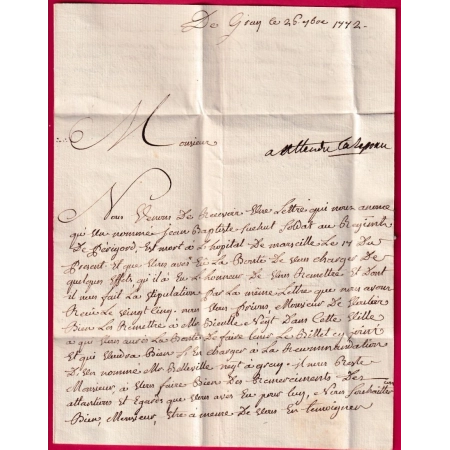 MARQUE FRANCHE DE GRAY HAUTE SAONE LENAIN N°3 + 5 POUR MARSEILLE INDICE 15 LETTRE COVER